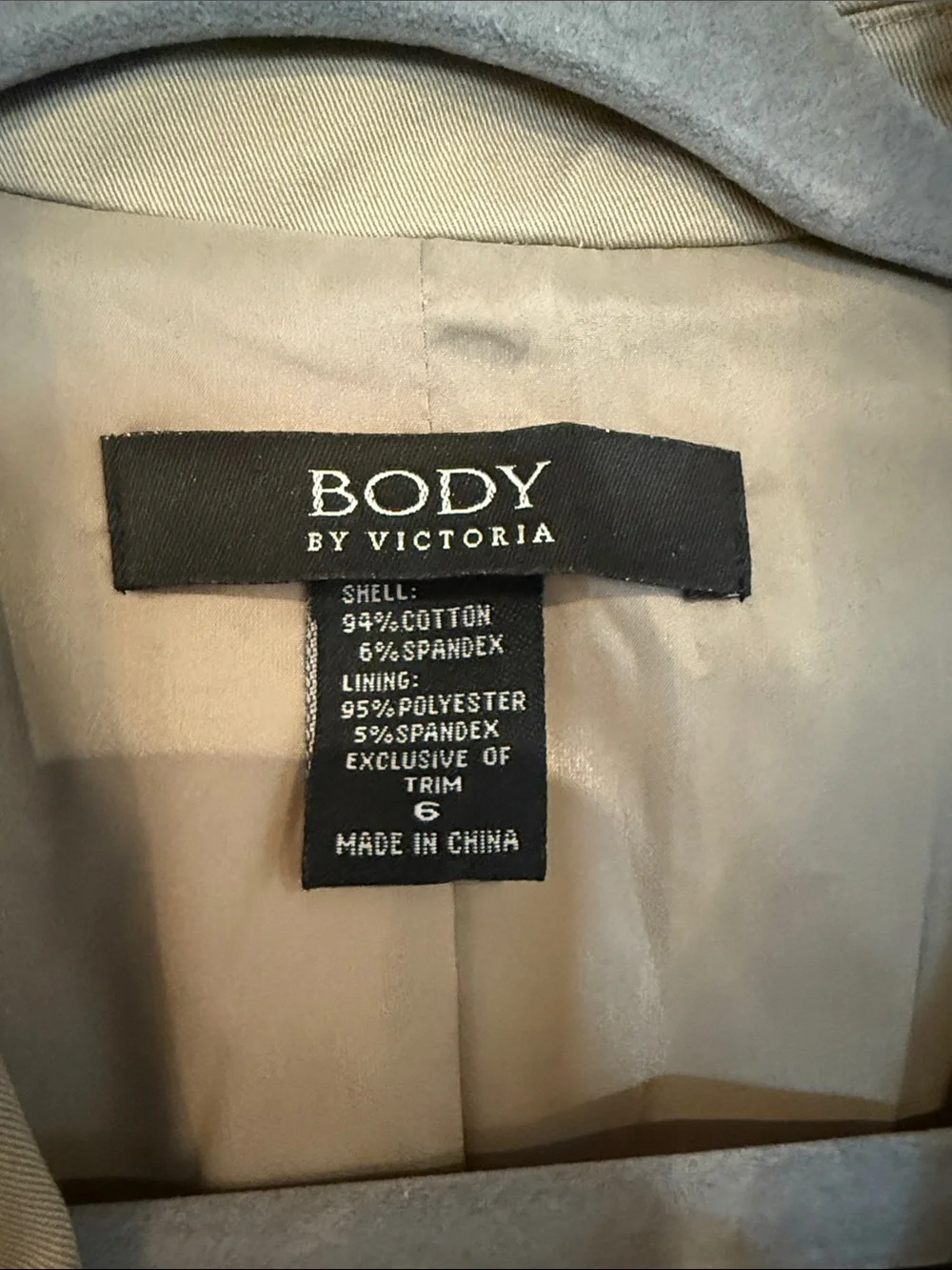 Body by Victors Khaki Beige Tailored Cotton Blend Blazer Size 6 Y2K era